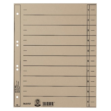 Leitz 16580085 intercalaire de classement Onglet avec index numérique Carton Gris