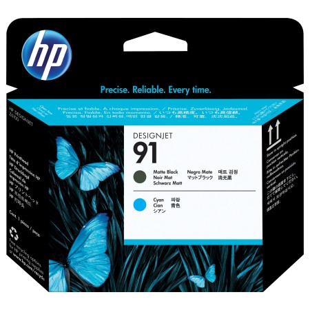 HP 91 tête d'impression DesignJet noir mat et cyan