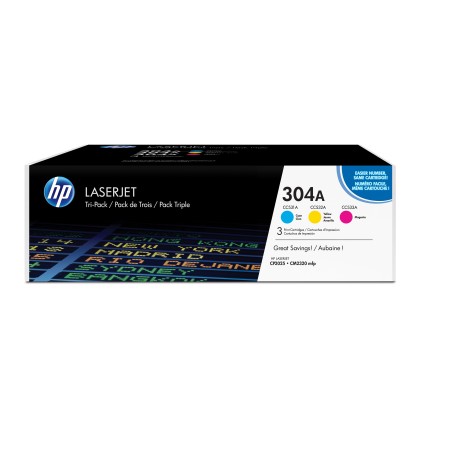 HP 304A pack de 3 toners LaserJet cyan magenta jaune authentiques