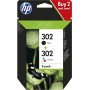 HP Pack de 2 cartouches d'encre noire 3 couleurs authentiques 302