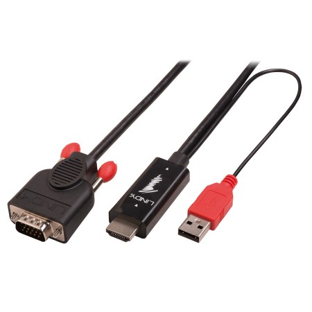 Lindy 41456 câble vidéo et adaptateur 2 m HDMI VGA (D-Sub) Noir