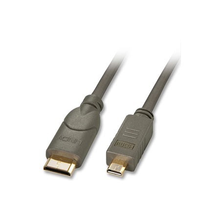 Lindy 0.5m HDMI câble HDMI 0,5 m HDMI Type C (Mini) HDMI Type D (Micro) Noir