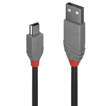 Lindy 36721 câble USB 0,5 m USB 2.0 USB A Mini-USB B Noir, Gris