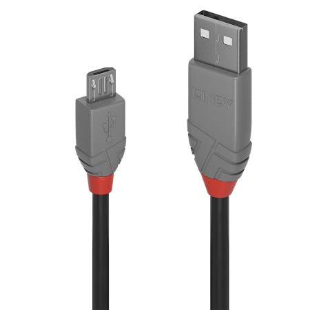 Lindy 36730 câble USB 0,2 m USB 2.0 USB A Micro-USB B Noir, Gris