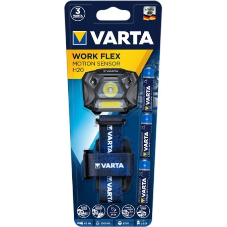 Varta WORK FLEX MOTION SENSOR H20 Noir, Bleu Lampe frontale LED