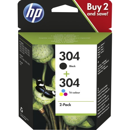 HP Pack de 2 cartouches authentiques d'encre noire trois couleurs 304