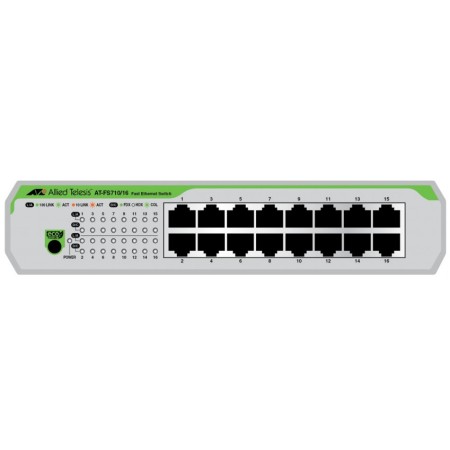 Allied Telesis AT-FS710 16-50 Non-géré Fast Ethernet (10 100) 1U Vert, Gris