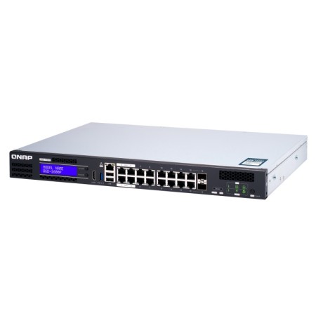 QNAP QGD-1600P Géré Gigabit Ethernet (10 100 1000) Connexion Ethernet, supportant l'alimentation via ce port (PoE) 1U Noir, Gris