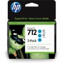 HP Pack de 3 cartouches d'encre DesignJet 712, cyan, 29 ml