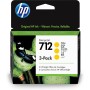 HP Pack de 3 cartouches d'encre DesignJet 712, jaune, 29 ml