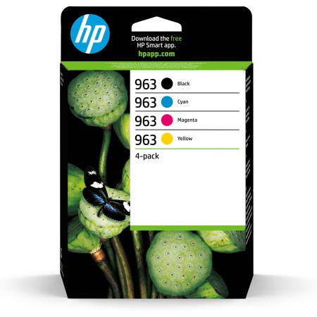 HP 963 Pack de 4 cartouches d'encre Noir Cyan Magenta Jaune authentiques