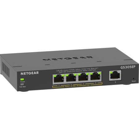 NETGEAR 5-Port Gigabit Ethernet PoE+ Plus Switch (GS305EP) Géré L2 L3 Gigabit Ethernet (10 100 1000) Connexion Ethernet,