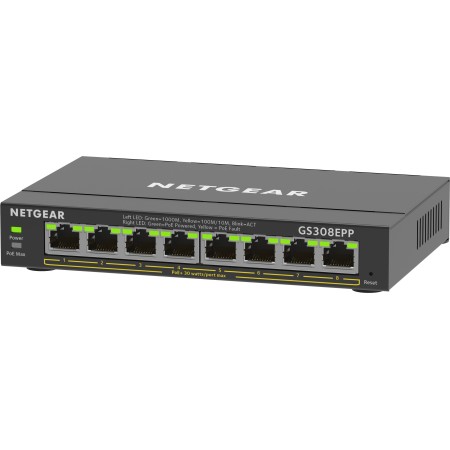 NETGEAR 8-Port Gigabit Ethernet High-Power PoE+ Plus Switch (GS308EPP) Géré L2 L3 Gigabit Ethernet (10 100 1000) Connexion