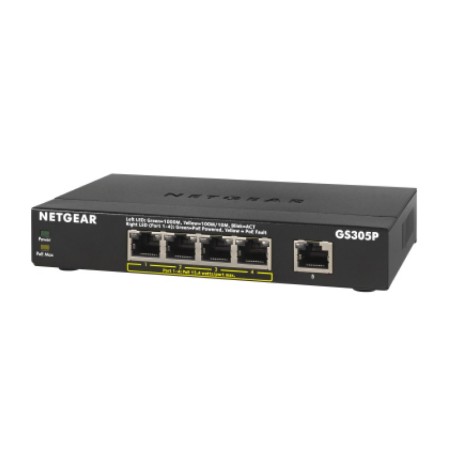 NETGEAR GS305Pv2 Non-géré Gigabit Ethernet (10 100 1000) Connexion Ethernet, supportant l'alimentation via ce port (PoE) Noir