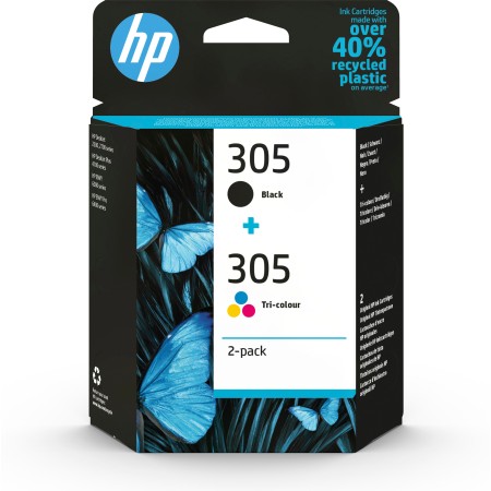 HP Pack de 2 cartouches d'encre authentiques 305 3 couleurs   noir