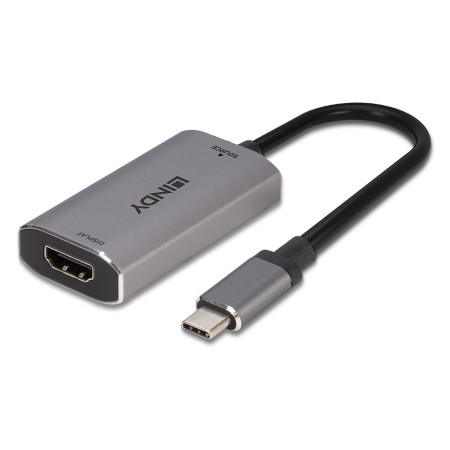 Lindy 43327 câble vidéo et adaptateur 0,11 m USB Type-C HDMI Noir, Gris