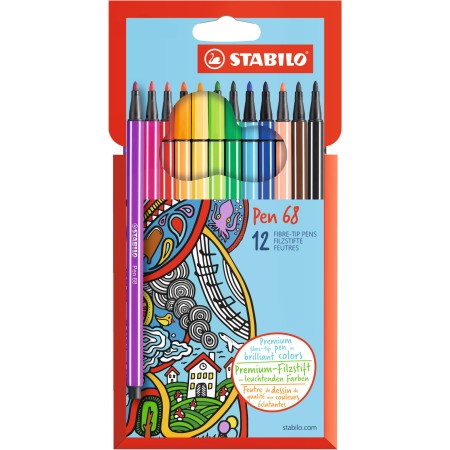 STABILO Pen 68 stylo-feutre Fin Multicolore 12 pièce(s)