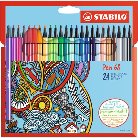 STABILO Pen 68 stylo-feutre Fin Multicolore 24 pièce(s)