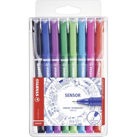 STABILO SENSOR fine stylo fin Noir, Bleu, Vert, Lilas, Rose, Rouge, Turquoise 8 pièce(s)