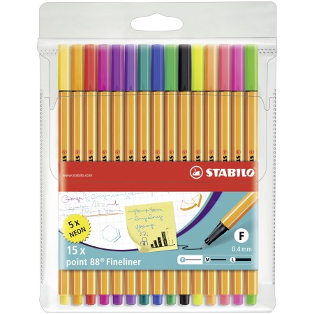 STABILO Point 88 stylo fin Multicolore 15 pièce(s)