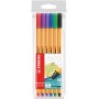 STABILO point 88 stylo fin Noir, Bleu, Vert, Lilas, Rouge, Violet 6 pièce(s)