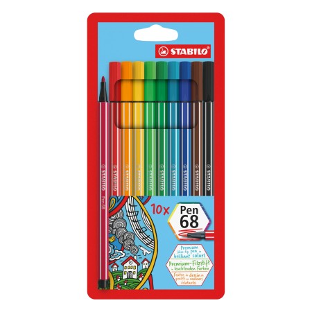 STABILO Pen 68 stylo-feutre Multicolore 10 pièce(s)