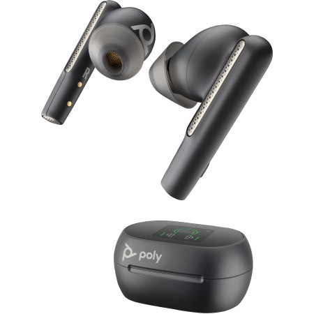 POLY Écouteurs noir charbon Voyager Free 60+ UC M + adaptateur USB-C BT700 + étui de charge avec écran tactile