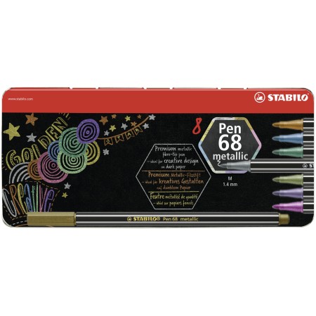 STABILO Pen 68 metallic stylo-feutre Moyen Multicolore 8 pièce(s)