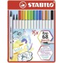 STABILO Pen 68 brush stylo-feutre Multicolore 15 pièce(s)