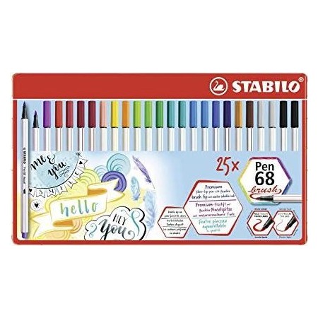 STABILO Pen 68 brush stylo-feutre Multicolore 25 pièce(s)