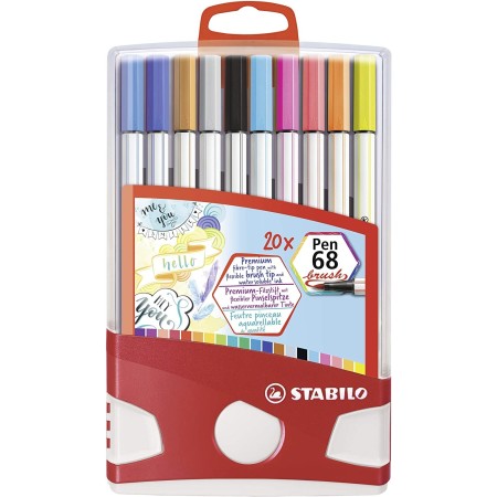 STABILO Pen 68 brush stylo-feutre Multicolore 20 pièce(s)