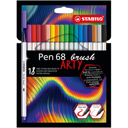 STABILO Pen 68 brush ARTY stylo-feutre Couleurs assorties 18 pièce(s)