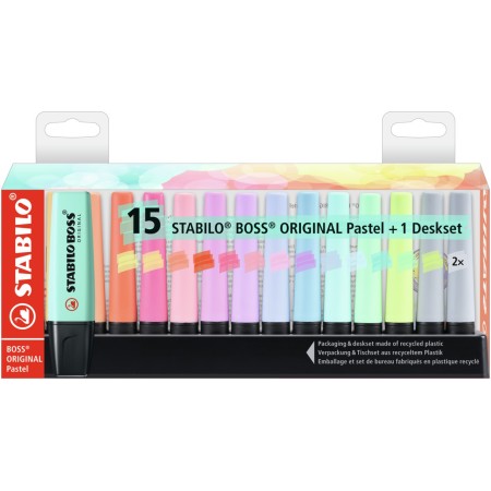 STABILO Boss Original Pastel marqueur 15 pièce(s) Pointe biseautée Multicolore