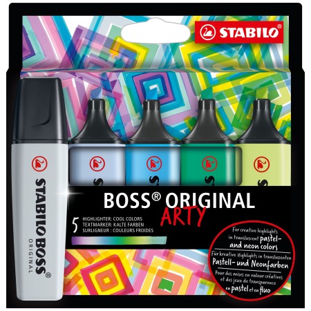 STABILO BOSS ORIGINAL marqueur 5 pièce(s) Pointe biseautée Multicolore