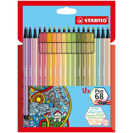 STABILO Pen 68 stylo-feutre Multicolore 18 pièce(s)