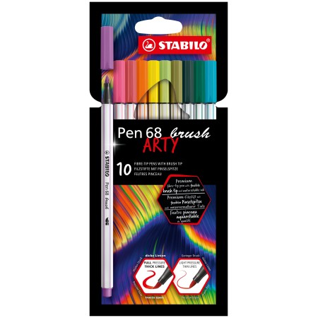 STABILO Pen 68 brush ARTY stylo-feutre Couleurs assorties 10 pièce(s)