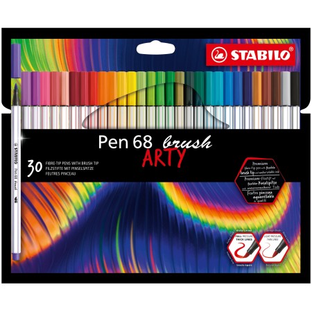 STABILO Pen 68 brush ARTY stylo-feutre Couleurs assorties 30 pièce(s)