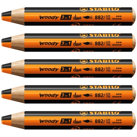 STABILO woody 3 in 1 duo Noir, Orange 5 pièce(s)