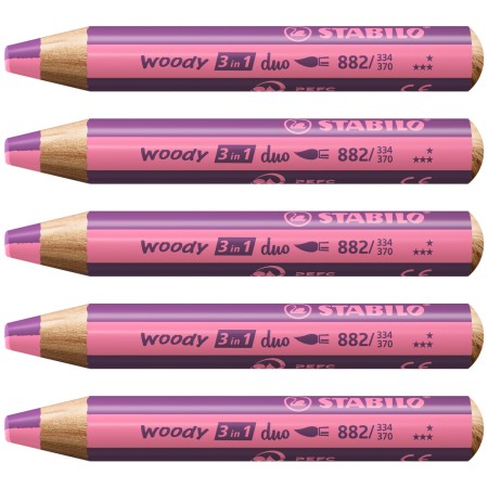 STABILO woody 3 in 1 duo Rose, Lilas 5 pièce(s)