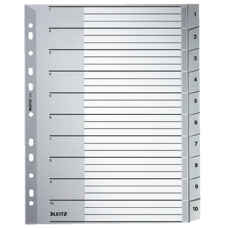 Leitz 12800000 intercalaire de classement Onglet avec index numérique Carton Gris