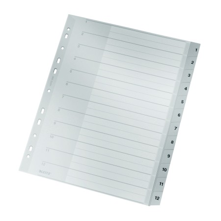 Leitz 12820000 intercalaire de classement Onglet avec index numérique Carton Gris