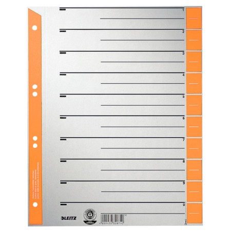 Leitz 16520045 intercalaire de classement Onglet avec index numérique Carton Gris, Orange