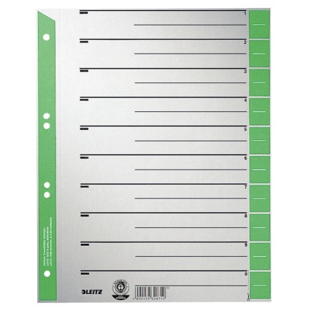 Leitz 16520055 intercalaire de classement Onglet avec index numérique Carton Vert, Gris