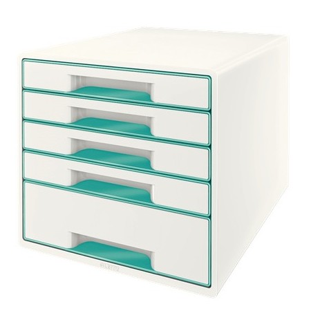 Leitz Wow Cube Boîte à archives Caoutchouc Turquoise, Blanc