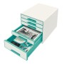 Leitz Wow Cube Boîte à archives Caoutchouc Turquoise, Blanc