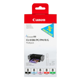 Canon Multipack de 5 cartouches d'encre CLI-8 BK PC PM R G