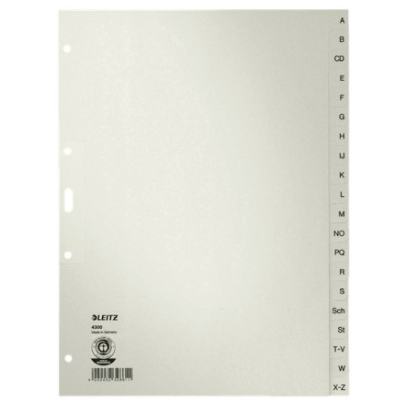 Leitz 43000085 intercalaire de classement Onglet avec index alphabétique Gris