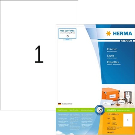 HERMA Etiquette universelle PREMIUM. 210 x 297 mm. blanc