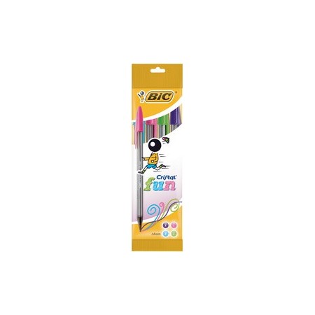 BIC Stylo à bille Cristal Fun. sachet de 4